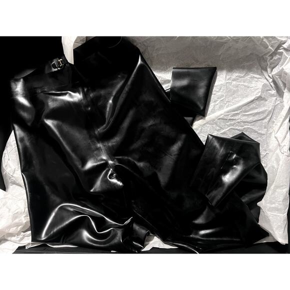 Versace Lattice High Waist Latex Leggings Sz 38/ US 2/ XS - Picture 2 of 11